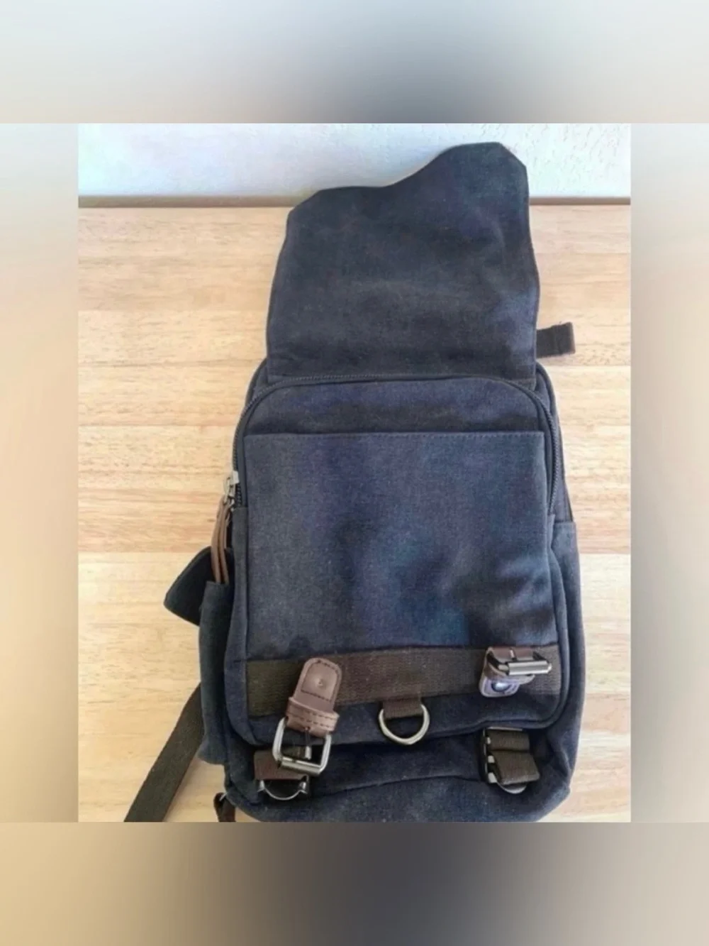 Palm & Peak Boutique Backpack Canvas Utility Style Bag Brown Trim